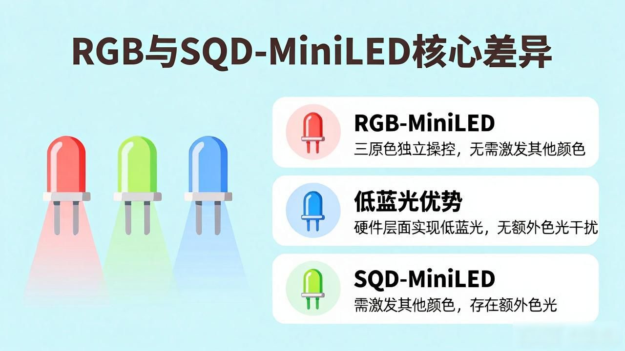 RGB-MiniLED 和 SQD-MiniLED 怎么选？一篇看懂核心差异