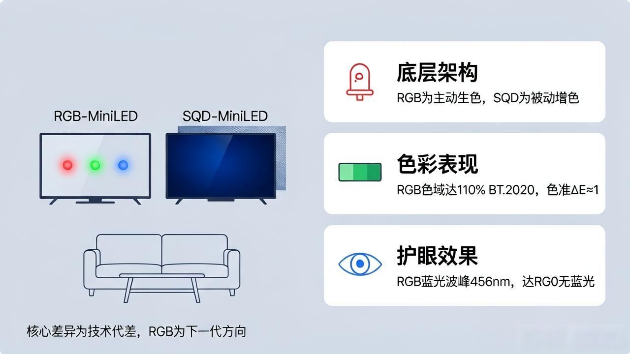 RGB-MiniLED 和 SQD-MiniLED 哪个好?